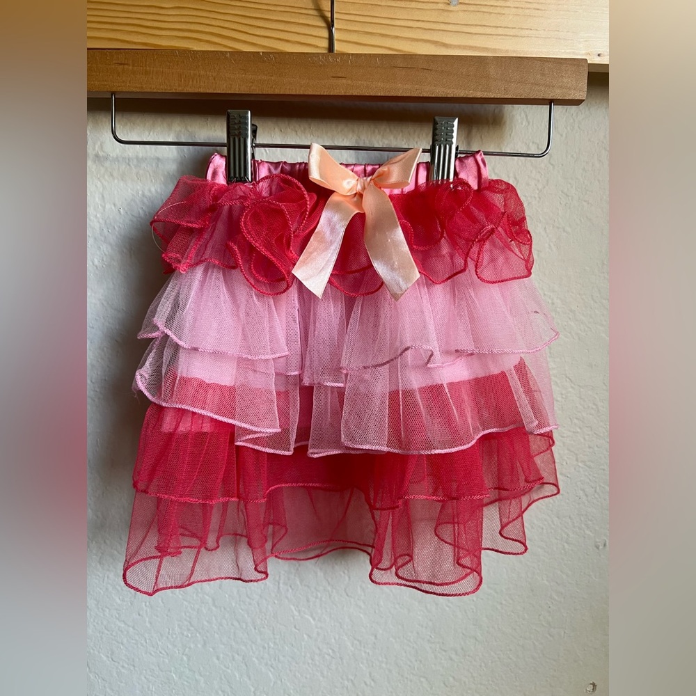 Toddler Pink Layered Tulle Skirt with Bow 3-4 Years